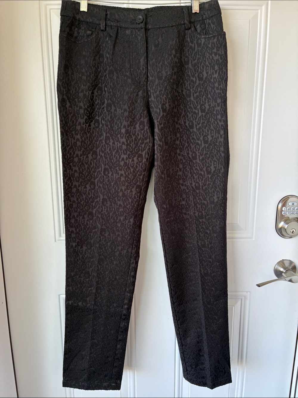 Multiples Black Jacquard Slim Dress Pants